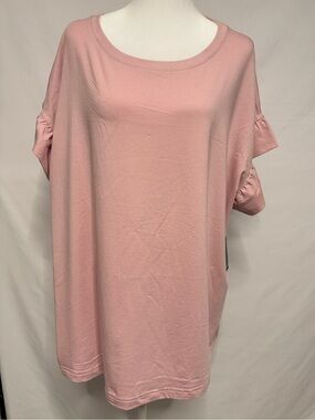 Terra & Sky Dark Rose Ruffle Sleeve Tee Plus 2X NWT
